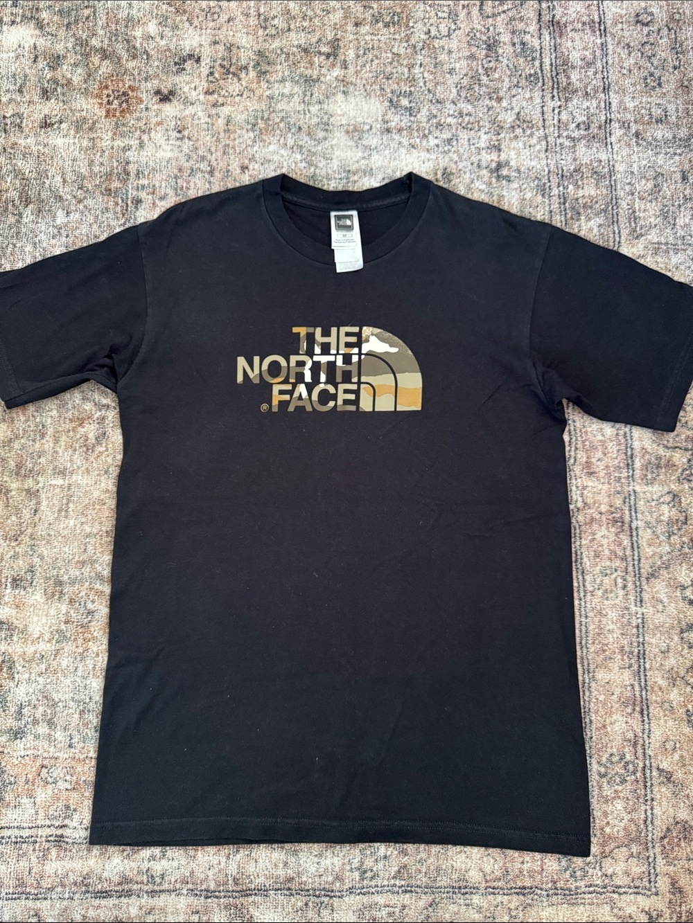 The North Face Black Tee with Camo Logo